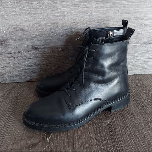 Sam Edelman Nina Combat Boot Black Leather Size 8 - Picture 4 of 9
